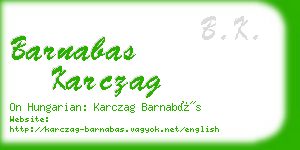 barnabas karczag business card